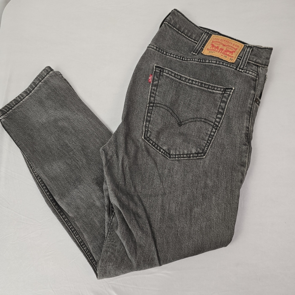Men's Levi's 512 Slim W/Tapered Leg Black/Grey New Jeans Size 38x32